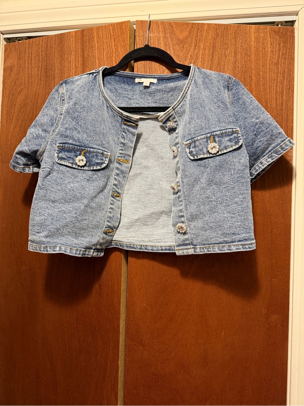 Cropped Light Wash Denim Jacket